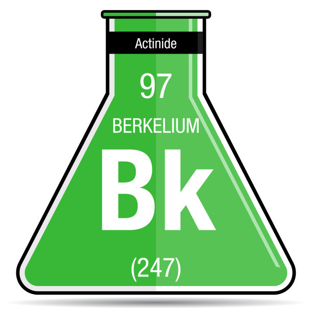化学烧瓶上的锫符号。元素周期表中的第97号元素图片下载