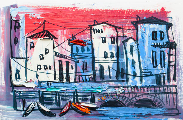 城市建筑抽象画图片下载