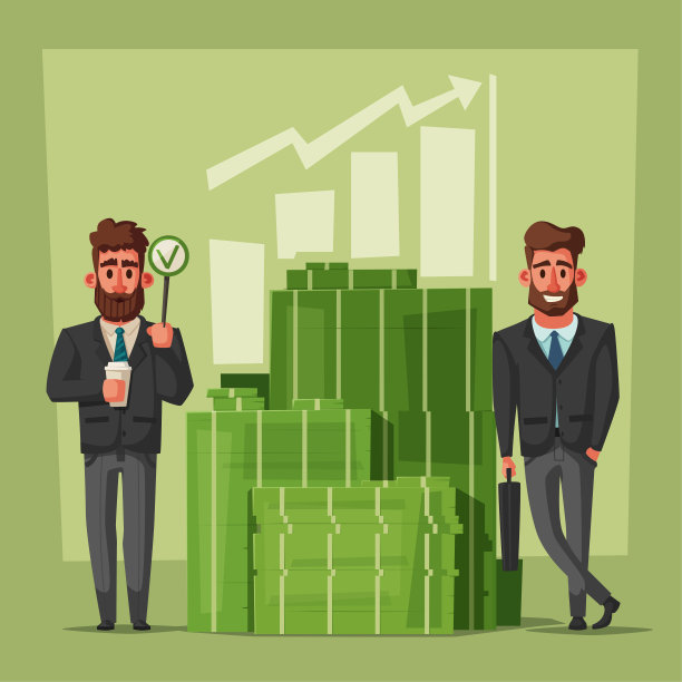 西装革履的成功快乐的商人。卡通矢量图素材图片