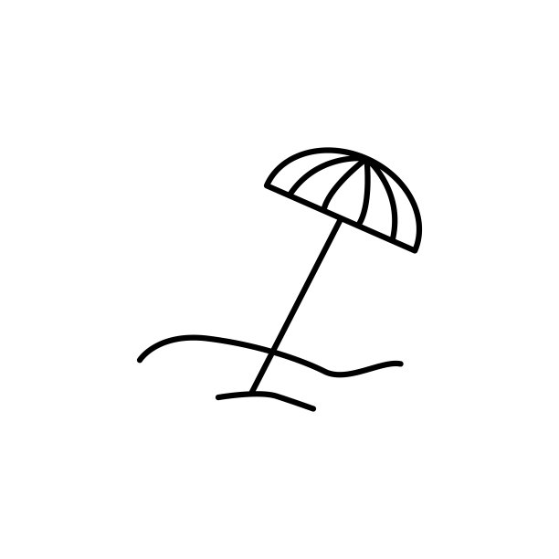 沙滩伞图标。元素的移动概念和web应用程序。细线图标用于网站设计和开发，应用程序开发。Premium图标上的白色背景图片下载