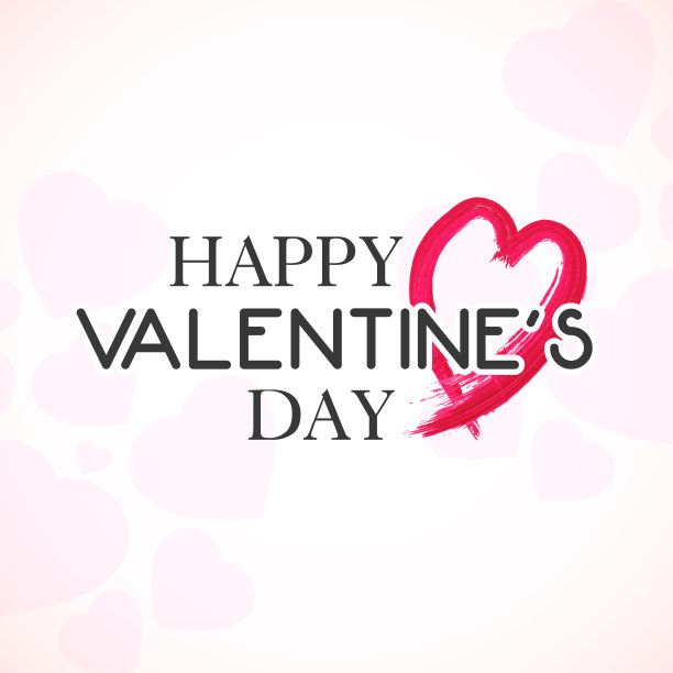 情人节快乐手绘字体设计。矢量图图片下载