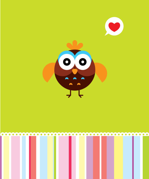 可爱的猫头鹰礼品卡向量图片下载