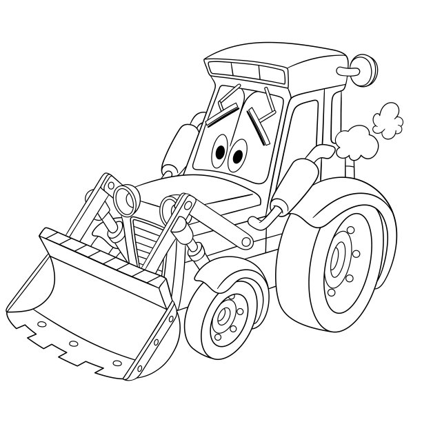 卡通拖拉机推土机着色页图片下载