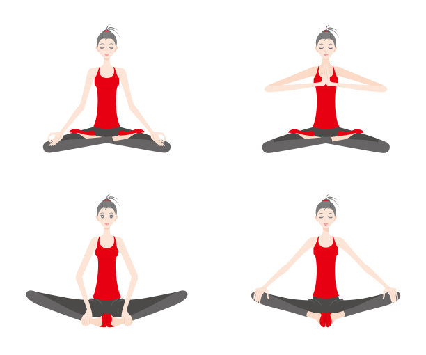 做瑜伽的女人插画素材图片