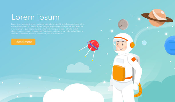 宇航员与行星上的银河插图设计图片下载