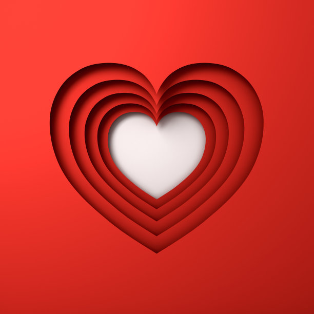 红心层剪纸风格的背景与阴影图片下载