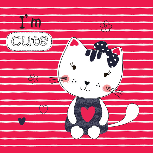 可爱的矢量插图与有趣的卡通猫图片下载