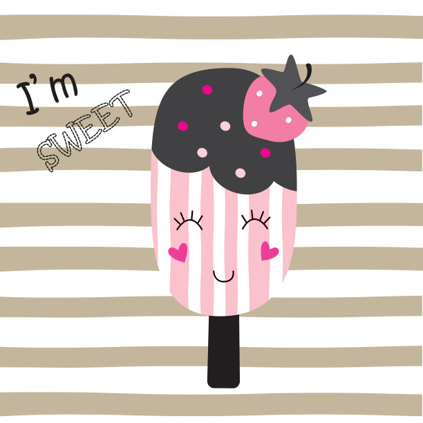 可爱的矢量插图与有趣的冰淇淋图片下载