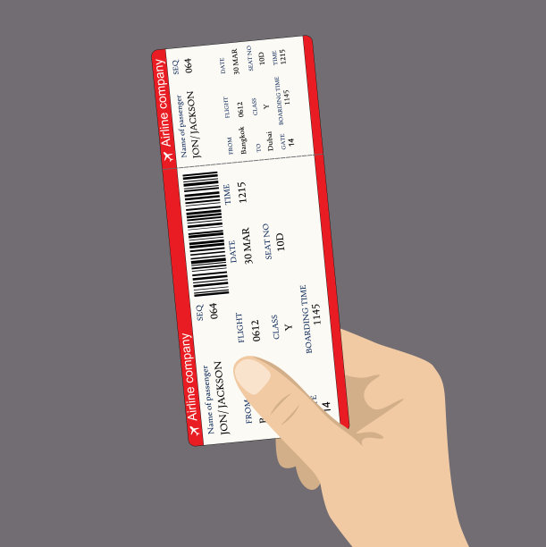 携带QR2代码的登机牌票。图片下载