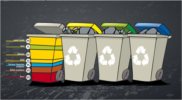 循环Bin卡通人物3。栅格集合设置隔离在白色背景图片下载