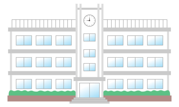 一所被隔离在白色背景下的学校图片下载