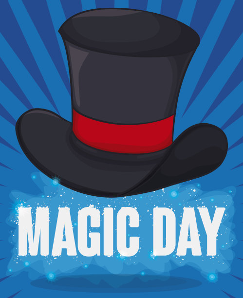 魔法帽飘浮着闪闪发光的问候在魔法日图片下载