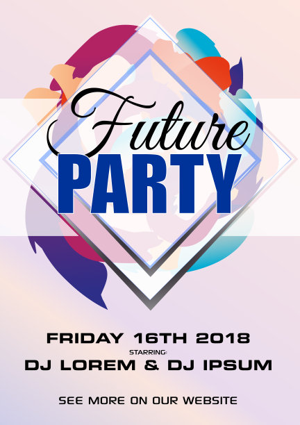 党彩色矢量传单的表现与抽象元素。图片下载