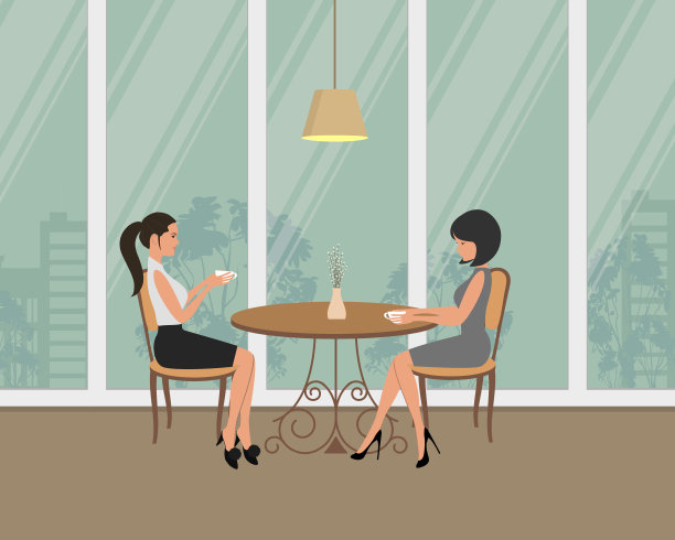 咖啡馆里的两个女孩图片下载