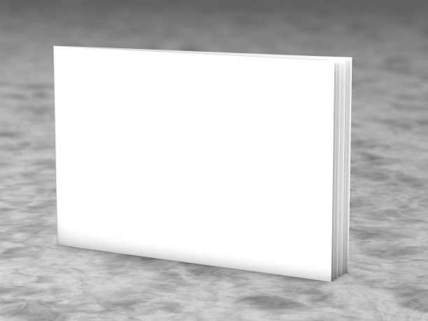 空白封面水平景观朝向宣传册站在大理石地板上。图片下载