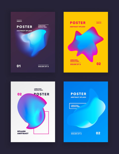 液体颜色套。流体形状组成。未来设计海报图片下载