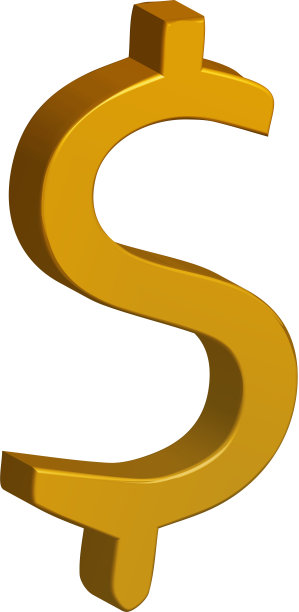 金色的美元标志孤立在白色的背景图片下载