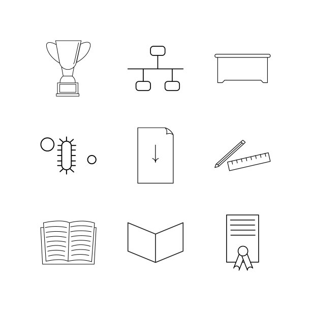 教育线性图标集。简单的轮廓图标图片下载