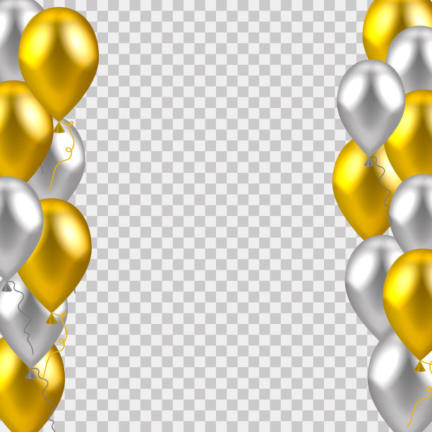 矢量插图。真实的金色和银色气球图片下载