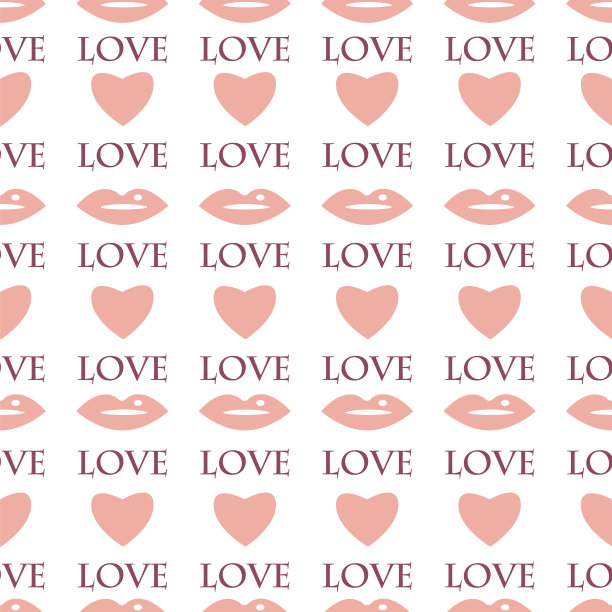 情人节的心形和嘴唇的无缝图案图片下载
