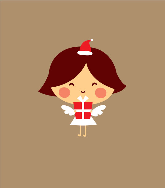 可爱天使圣诞节贺卡矢量素材图片下载