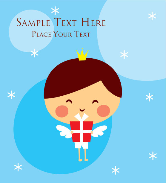 可爱天使圣诞节贺卡矢量素材图片下载