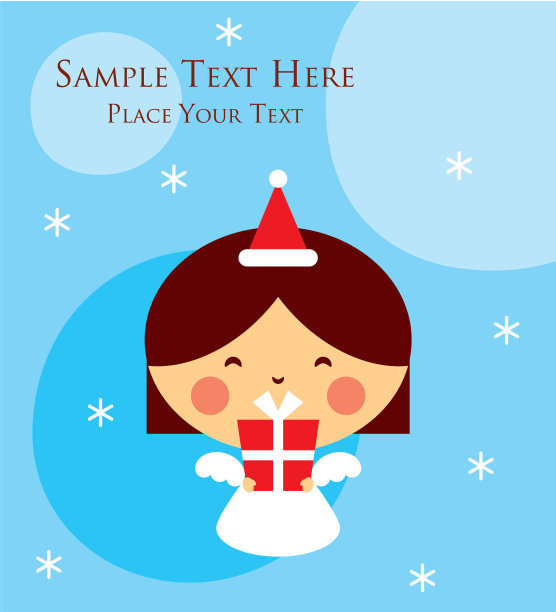 可爱天使圣诞节贺卡矢量素材图片下载