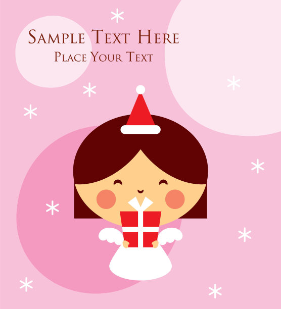 可爱天使圣诞节贺卡矢量素材图片下载