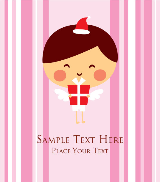 可爱天使圣诞节贺卡矢量素材图片下载