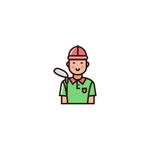 高尔夫球男性玩家-角色设计在平色线风格。高尔夫球图标，阿瓦特，个人资料图片上孤立的背景。图片下载