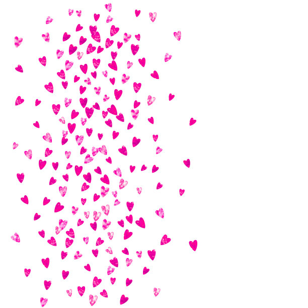 情人节的背景与粉色亮心。2月14日一天。矢量纸屑情人节背景模板。垃圾手工绘制纹理。图片下载