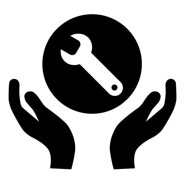 手握扳手行图标。技术支持。维修服务。平面简单的固体插图孤立在白色。图片下载
