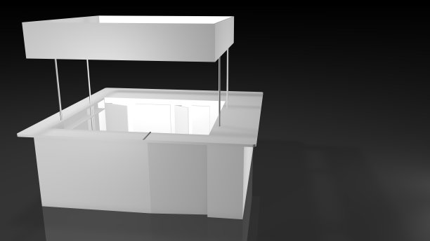 白色方形展台设计，黑色背景图片下载