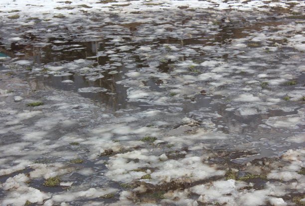 冬天的场景:水上的雪水晶图片下载
