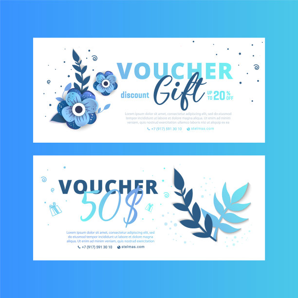 明亮的礼券与花和叶图片下载