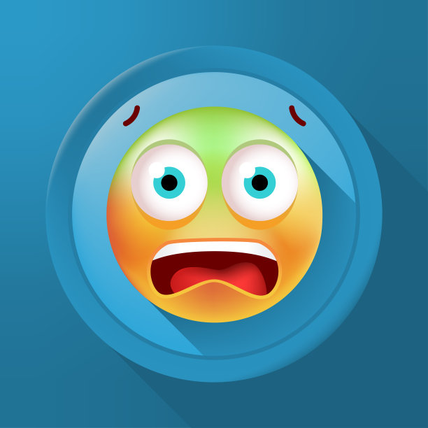 可爱的害怕的表情在颜色按钮的颜色背景。孤立的矢量图图片下载