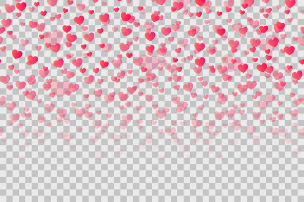 天衣无缝的图案与飘落的心形纸屑情人节。背景与心。情人节或婚礼请柬贺卡设计。矢量插图，eps 10。图片下载