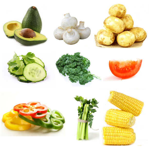 白色背景上的各种有机天然蔬菜图片下载
