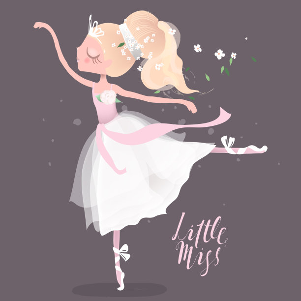 美丽的芭蕾舞女演员，戴着花冠的芭蕾舞女演员，花圈，花束和蝴蝶结。字体小美女图片下载