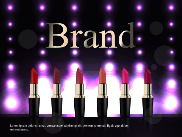时尚的口红广告，液体纹理流下的口红隔离在深红色背景的3d插图，时尚的化妆品设计的广告图片下载