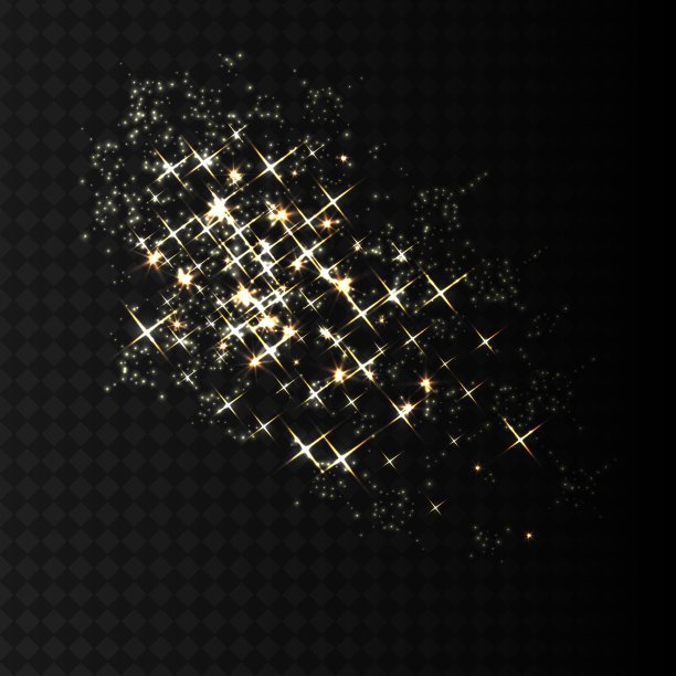 金光闪闪，粉末喷溅。闪闪发光的粒子爆炸在矢量黑色透明背景。图片下载