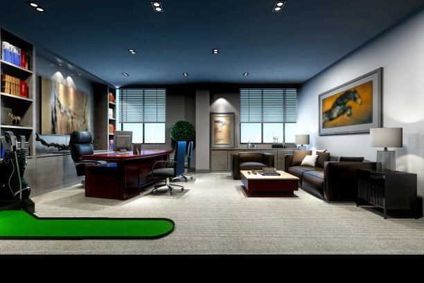 现代办公室的3d渲染图片下载