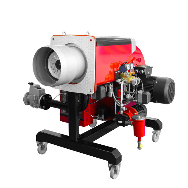 现代移动红色高科技燃气锅炉燃气燃烧器工业铜孤立在白色背景上图片下载