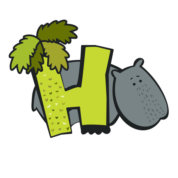 儿童ABC字母h河马图片下载