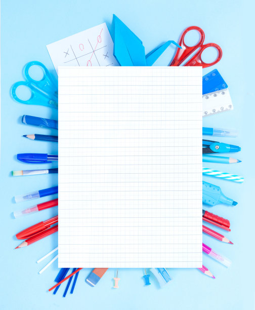 回到学校背景在蓝色，红色和白色的颜色图片下载