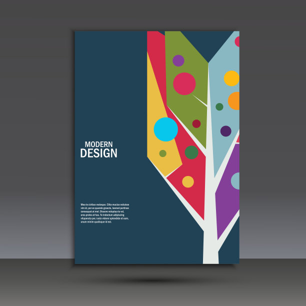 颜色抽象树在黑暗的背景。向量手册模板图片下载