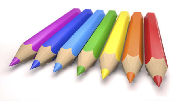 儿童彩色铅笔(3d插图)。图片下载