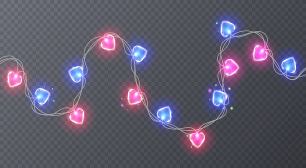 一套彩色的花环与形状的心。节日装饰花环，矢量插图为您装饰图片下载