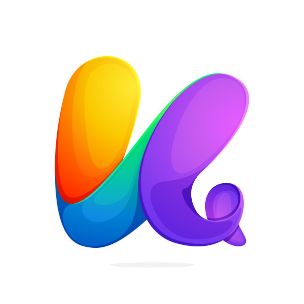 K字彩色图标由一条扭线组成。图片下载