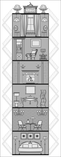 房子内部轮廓。矢量图图片下载
